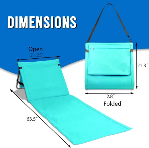 Vista 3 de Silla de playa portátil con esterilla y bolsa (Azul Claro)