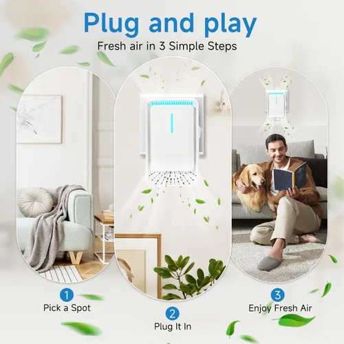 Vista 6 de Ionizadores de aire enchufables, paquete de 4 purificadores de aire con tecnología de iones negativos, mini ambientador silencioso para el hogar