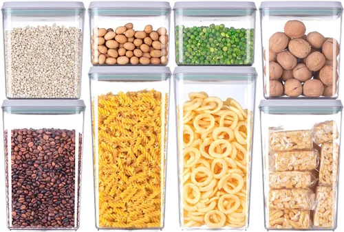 Vista 8 de Contenedores herméticos de almacenamiento de alimentos, 3 recipientes de comida pop con tapas de 1.3 cuartos de galón, apilables con apertura de un