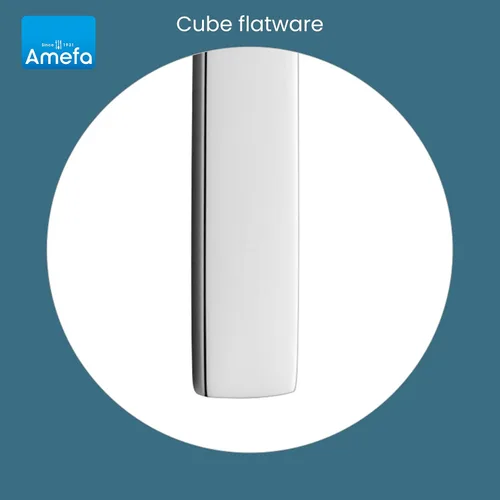 Vista 6 de Amefa Cube - Juego de cubiertos de acero inoxidable con acabado de espejo de alto brillo, asas ergonómicas, cubiertos resistentes al óxido