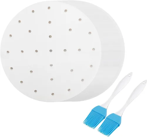 Vista 11 de Flexzion Papel pergamino perforado de 7.5 pulgadas para forros de freidora de aire, redondo, sin blanquear, 100 hojas de 3.5 y 3.7 cuartos de galón