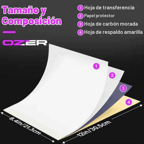 Vista 4 de OZER - Papel de transferencia para tatuajes tamaño A4 x 100 hojas OZER M Papel de Transferencia
