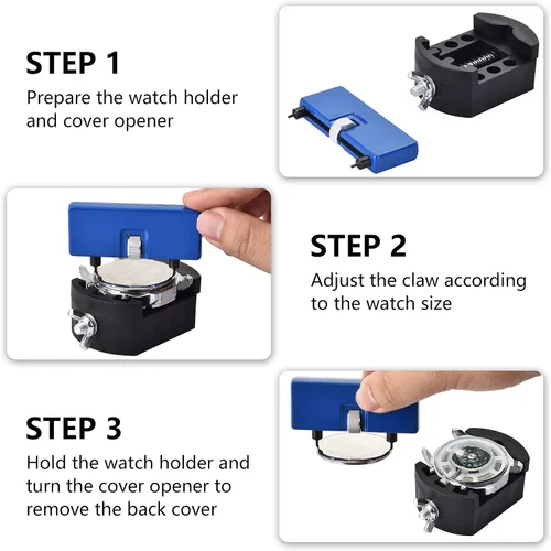 Vista 4 de TOPWAY - Kit de herramientas de repuesto de batería de reloj, herramienta de extracción de espalda y herramienta de apertura de reloj con 3 tipos