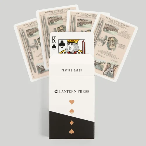 Vista 6 de Lantern Press Ballard Locks Technical, 52 Playing Cards for Adults, Poker Size Card Deck