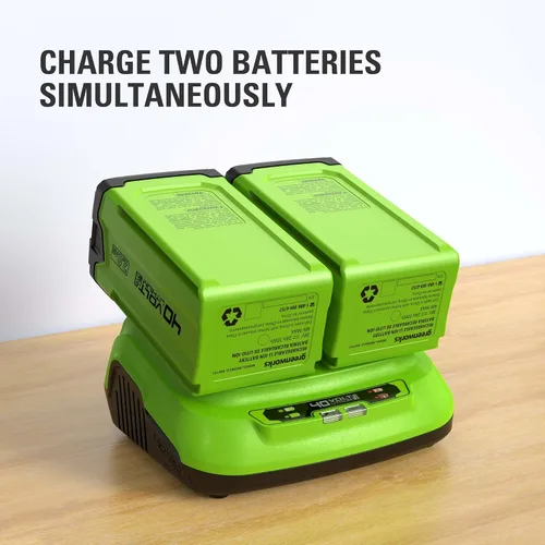Vista 6 de Greenworks Cargador rápido de doble puerto de 40 V 8 A (cargador Greenworks original)