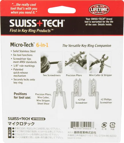 Vista 5 de Swiss Tech Products ST50022 Micro-Tech, llavero herramienta multifunción 6 en 1, 1, Un solo