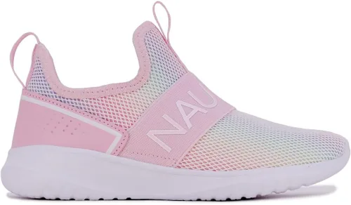 Vista 3 de Nautica Tenis deportivos sin cordones para niñas jóvenes, elegantes zapatos para correr y tenis para niños pequeños y grandes