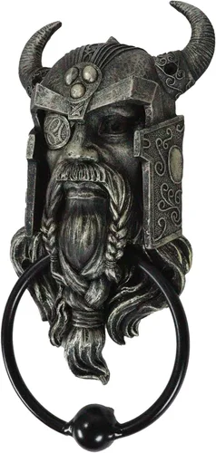Vista 4 de Ebros Gift Gobernante nórdico vikingo de Asgard Warrior Raven God Odin The Alfather - Alabador decorativo para puerta con resina hecha a mano