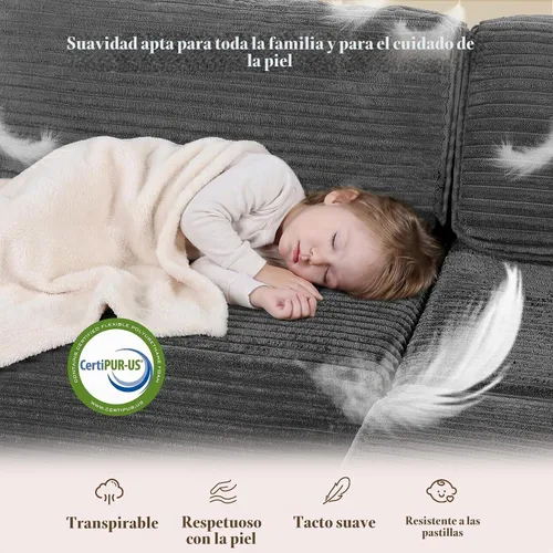 Vista 6 de Vesgantti Sofá modular en forma de U de 119 pulgadas, sofá modular de pana con asiento profundo y soporte de resorte, sofá convertible con 2 119