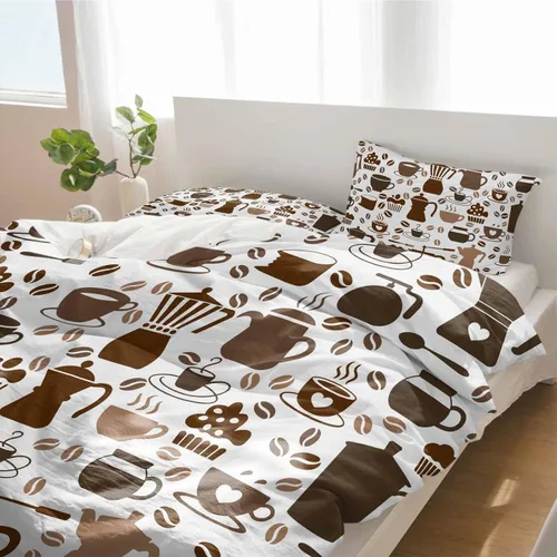 Vista 2 de Duvet Cover Set Twin, Coffee Maker Beans Cups Cake 3 Piece Bedding Set Breathable Quilt Cover Set, Coffee Time Soft Microfiber Bed Set with Pillow