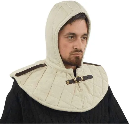 Vista 2 de AnNafi Gorra acolchada de algodón acolchado Coif renacentista medieval con armadura y gorra de armadura Coif Aventail Protector de cabeza