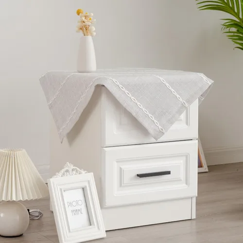Vista 13 de Mantel redondo rústico pequeño lavable a rayas jacquard de lino resistente estilo granja con borlas para cocina, comedor, fiesta, decoración de Café