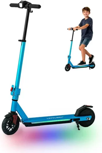 Vista 9 de Patinete eléctrico para niños de 6 a 14 años, motor de 150W, 4/7/11 mph, tiempo de conducción de 60 minutos, velocidad ajustable, pantalla LED
