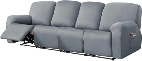 Vista 36 de vctops Funda reclinable con diamantes de 4 piezas, funda elástica para sofá reclinable de 1 plaza, protector suave y sólido para muebles con correa