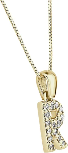 Vista 13 de Collar colgante con letra inicial de diamantes en oro amarillo de 14k (1/10 quilates) 18 pulgadas