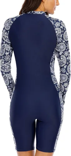 Vista 5 de Halcurt Traje de baño acolchado de una pieza para mujer, con protección solar UPF 50, con cremallera frontal