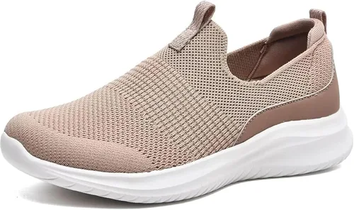 Vista 6 de TIOSEBON Zapatos deportivos para caminar sin cordones para mujer, de punto, de malla, cómodos, tenis 0c/todo negro