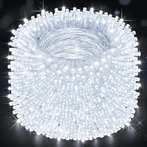 Vista 18 de Cadena de luces de Navidad para exteriores, 125 pies con 350 luces LED, 8 modos y función de temporizador con memoria, luces de hadas parpadeantes