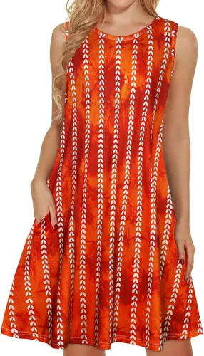 Vista 20 de elescat Vestidos de verano para mujer 2025, vestido casual de playa sin mangas con estampado floral, tipo camiseta, suelto y con bolsillos