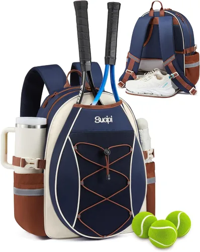 Vista 29 de Mochila de tenis Sucipi, mochila de tenis acolchada con bandolera cruzada, bolsas para raquetas de tenis resistentes al agua para mujeres y hombres