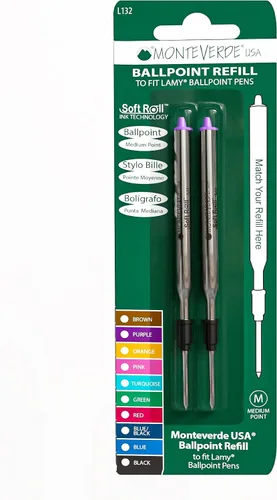 Vista 7 de Monteverde USA Soft - Recambios de bolígrafo para adaptarse a bolígrafos Lamy, tinta negra, punta media, escritura suave y confiable, paquete de 2