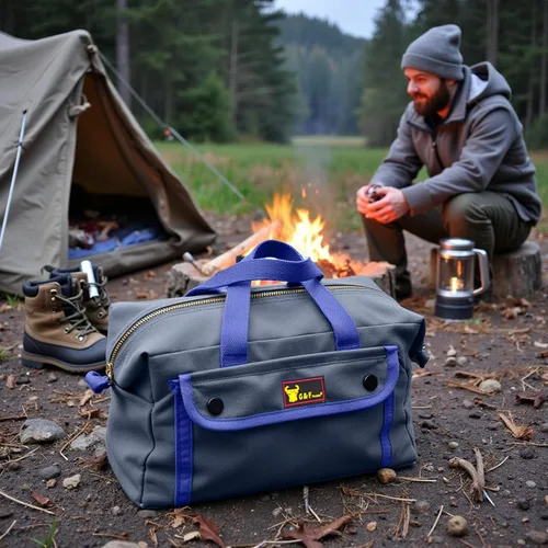Vista 7 de Bolsa de lona encerada multiusos estilo militar, resistente al agua, correa ajustable, totalmente forrada, cierre de doble cremallera, uso pesado