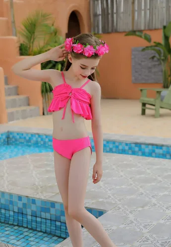 Vista 5 de Colas de sirena para nadar para niñas, traje de baño de bikini con cordones, diadema sin aletas