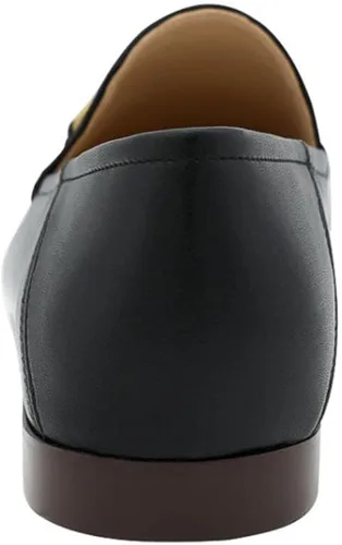 Vista 4 de Divanne Mocasines para mujer, mocasines planos de cadena dorada, mocasines de piel sin cordones