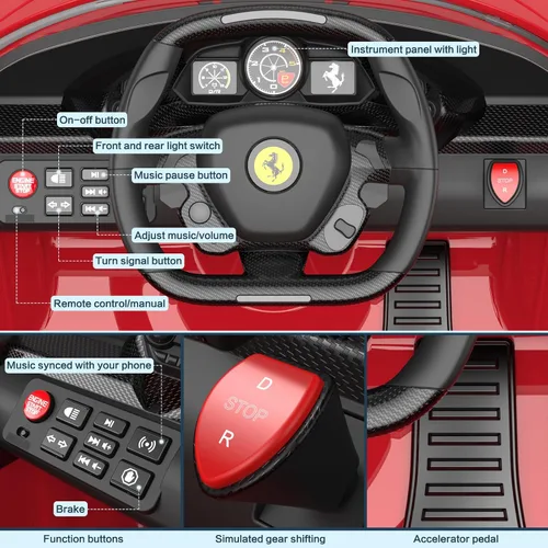 Vista 6 de Autorizado Ferrari 488 Pista Spider Ride On Car 12V Batería Powered Kids