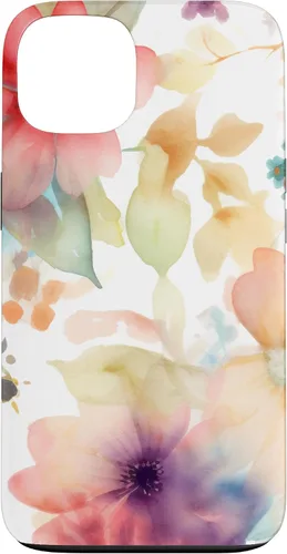 Vista 7 de iPhone 16 Lindo Pastel Floral Acuarela Rosa Azul Mujeres Patrón de Flores Caso