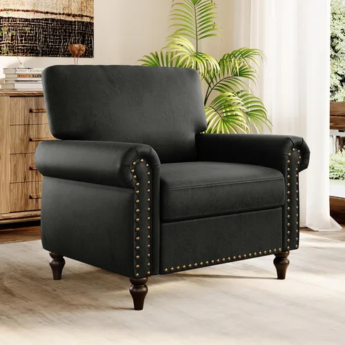 Vista 33 de Silla giratoria decorativa, moderna tapizada con brazo curvado, tela de terciopelo, cómoda silla de lectura con base de madera maciza para sala