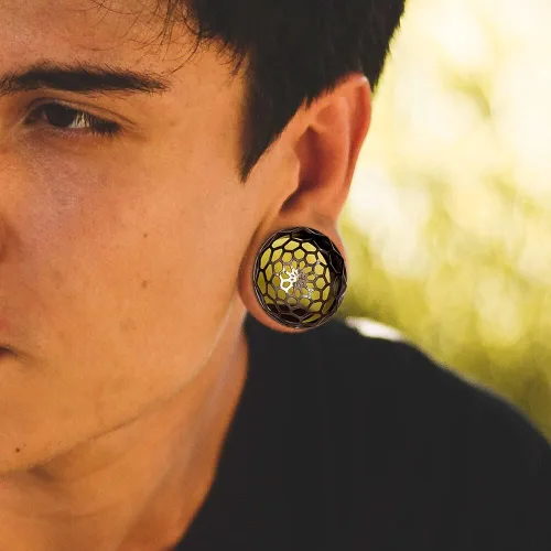Vista 4 de LADEMAYH 2Pcs Vortex Design Size 0g - 1 inch Ear Plugs Gauges for Ears, Stainless Steel 316L Ear Tunnels Gauge Earrings, Hypoallergenic Ear