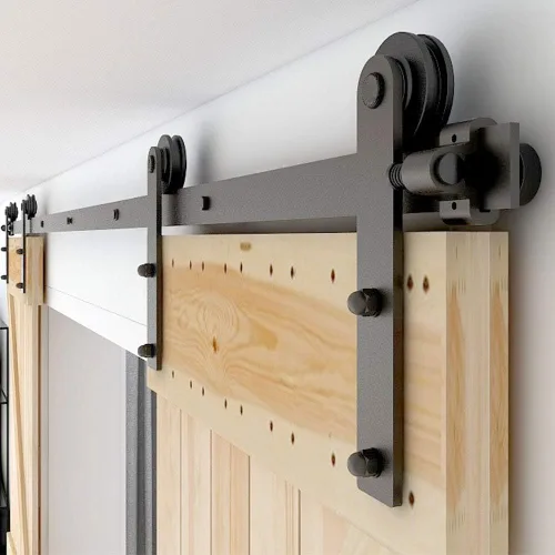 Vista 16 de CCJH Kit de herrajes para puerta corrediza de granero de 4 pies, resistente, suave y silencioso, fácil de instalar, se adapta a paneles de puerta