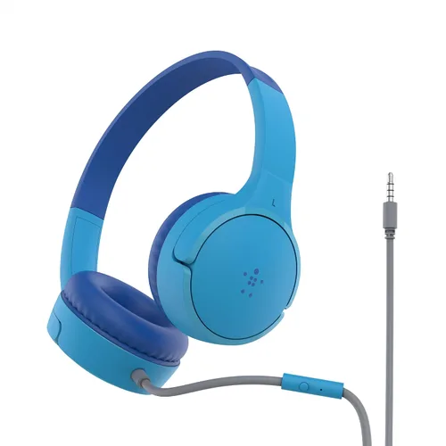 Vista 24 de Belkin SoundForm Mini - Auriculares inalámbricos Bluetooth para niños, batería de 30 horas, límite de volumen seguro de 85 dB, micrófono integrado