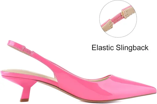 Vista 3 de JENN ARDOR Tacones de gatito cerrados para mujer, con puntera puntiaguda, elásticos, tacones bajos sexys, para novia, boda, invitada de graduación