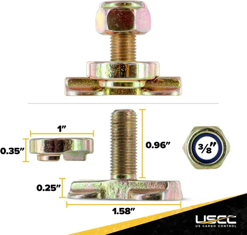 Vista 2 de US Cargo Control L Track - Tornillo roscado de doble perno de montaje (paquete de 4) 5,500 libras de resistencia a la rotura, uso con rieles de riel