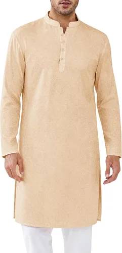 Vista 12 de Runcati Camisa Henley con textura Kurta Thobe para hombre Azul marino