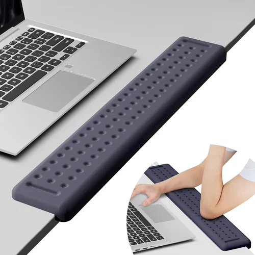Vista 20 de Leolee Coderas de escritorio en forma de L para escritorio, reposabrazos de espuma viscoelástica negra para escritorio con base antideslizante
