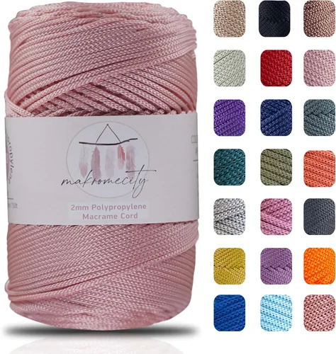 Vista 34 de Makromecity, Cordón de macramé de poliéster de 2 mm x 250 yardas (750 pies) Cordón de macramé de 2 mm de polipropileno para arte y manualidades