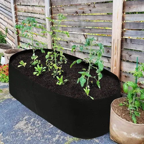 Vista 7 de Cama de jardín elevada de tela, macetas elevadas para plantas al aire libre, bolsa rectangular de cultivo de jardín para hierbas, flores y verduras