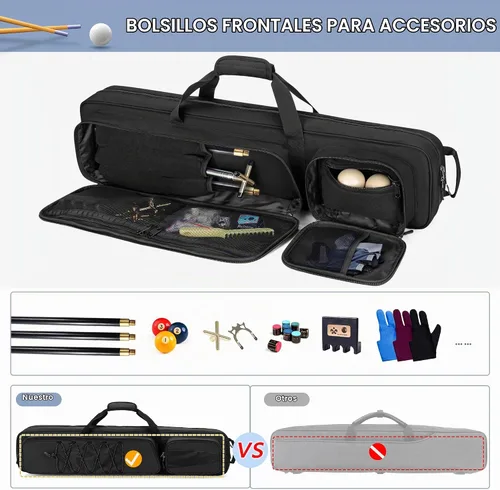 Vista 3 de GOBUROS Estuche para taco de billar de 4 x 5, funda de transporte con capacidad para 4 traseros y 5 ejes, bolsa suave para palos de piscina
