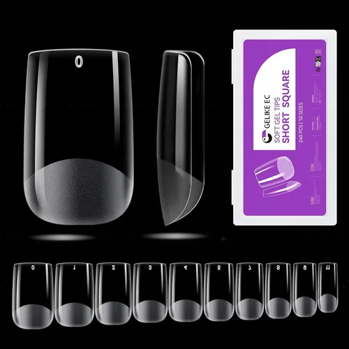 Vista 12 de Gelike ec Puntas de uñas extra cortas en forma de almendra: 120 piezas de puntas de gel suave para puntas de uñas de gel de cubierta completa
