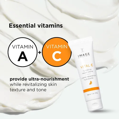Vista 3 de IMAGE Skincare, VITAL C Crema reparadora hidratante, crema de noche facial con ácido hialurónico, tamaño Discovery, 1 onza
