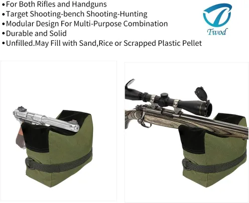 Vista 7 de Twod Bolsas de Descanso para Tiro Exterior - Apoyo de Banco para Deportes de Tiro con Soportes de Sacos de Arena Delantero y Trasero para Tiro