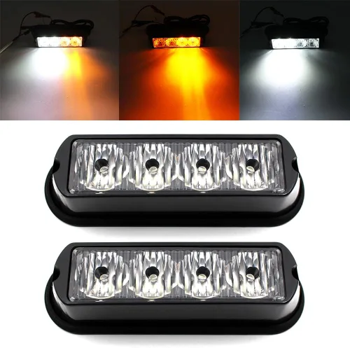 Vista 12 de FXC - 2 luces estroboscópicas intermitentes con 4 LED para montaje en superficie, para camión, automóvil, vehículo, luz de rejilla LED, baliza
