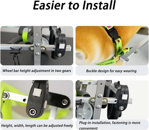 Vista 6 de Silla de ruedas para perros para patas traseras, silla de ruedas para perros, sillas de ruedas para mascotas/perros con patas traseras