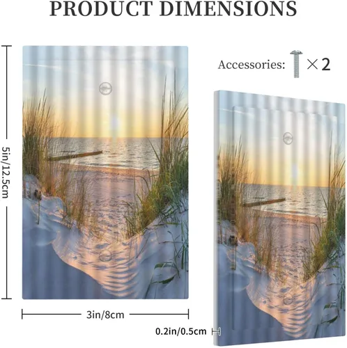 Vista 5 de Placa de pared de 1 cuadrilla, diseño de playa, océano, amanecer, mar, atardecer, cubierta de interruptor de luz en blanco, decorativo, sin