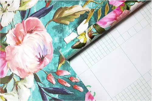 Vista 8 de HAOKHOME Papel tapiz floral para despegar y pegar, verde azulado/rosa, extraíble, texturizado, para decoración de dormitorio, guardería, 17.7