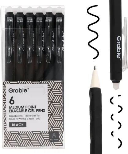 Vista 13 de Grabie Bolígrafos de gel borrables, punta media de 0.028 in, bolígrafos borrables, hacen desaparecer los errores para planificar dibujos, escritura