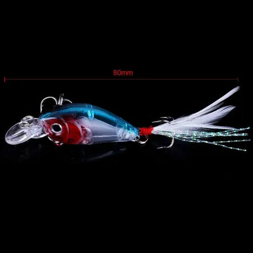 Vista 7 de Paquete de 5 señuelos de pesca Minnow cebo de manivela, señuelos de pesca para lubina, cebo artificial duro, señuelos de pesca Crankbait, ojos 3D